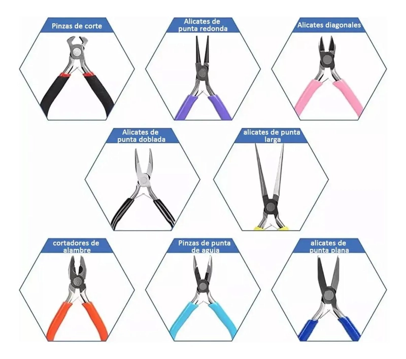 KIT DE 8 ALICATES PARA REPARAR Y CREAR JOYAS - 2