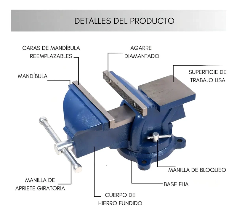 TORNILLO DE BANCO DE MESA GIRATORIA 4 PULGADAS CON YUNQUE - 4