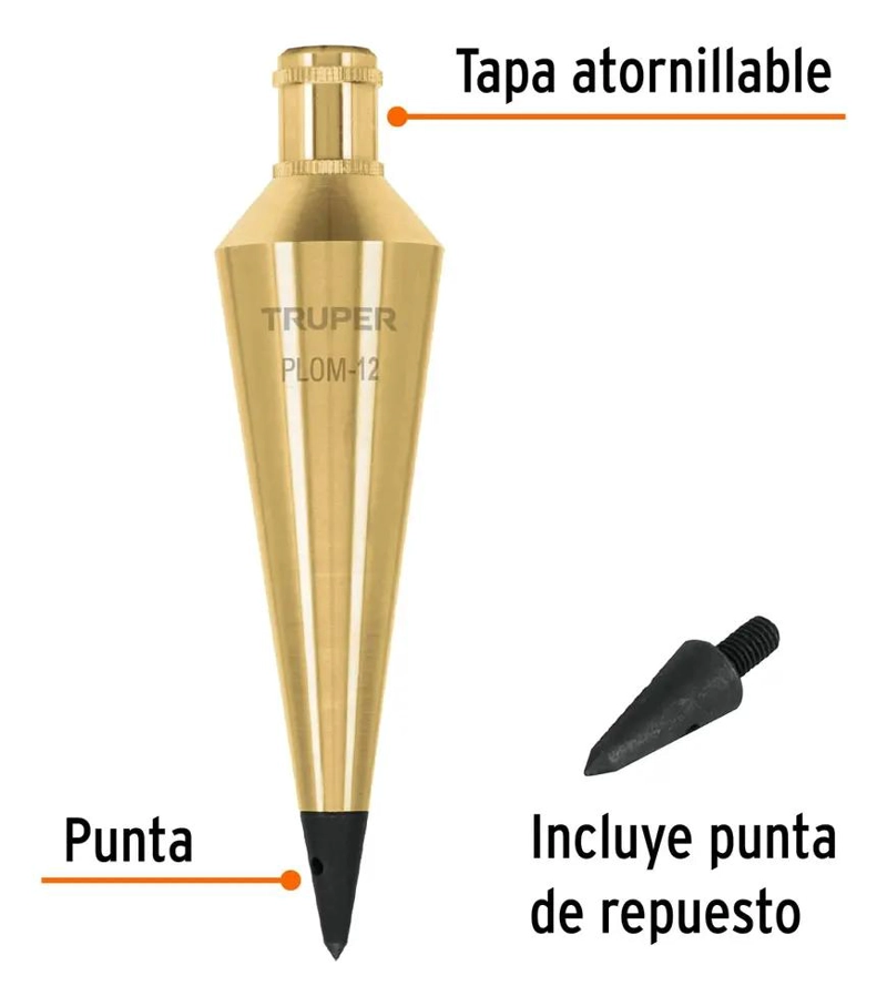 PLOMADA DE BRONCE 340 G 12,7 CM PARA ALBAÑILERIA - 5
