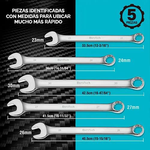 JUEGO DE LLAVES PUNTA CORONA 5 PIEZAS 23MM-30MM - 5