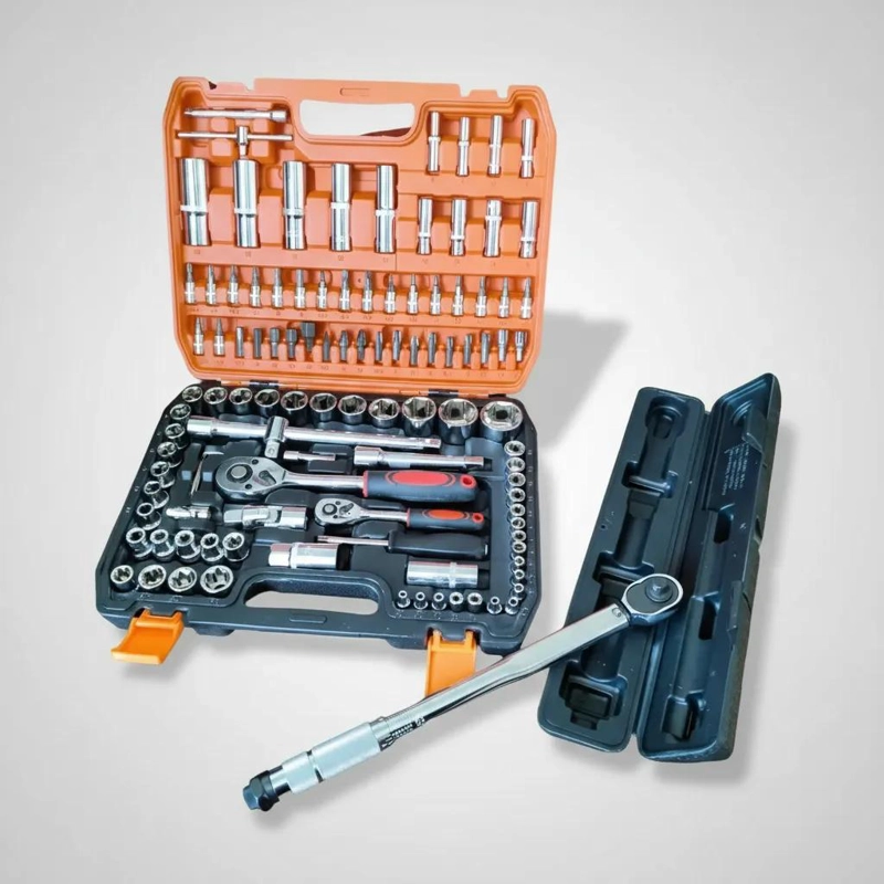 KIT DE HERRAMIENTAS COMBINADO 108 PIEZAS CON TORQUE 3/8 - 1