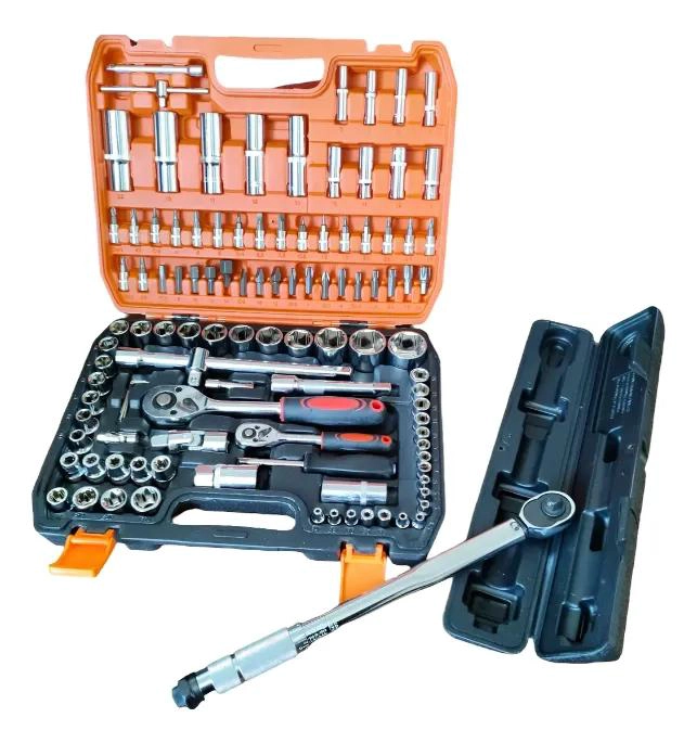 KIT DE HERRAMIENTAS COMBINADO 108 PIEZAS CON TORQUE 3/8 - 2