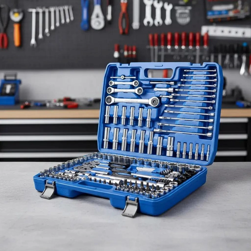 KIT DE HERRAMIENTAS COMBINADAS 151 PIEZAS ACERO AZUL - 1