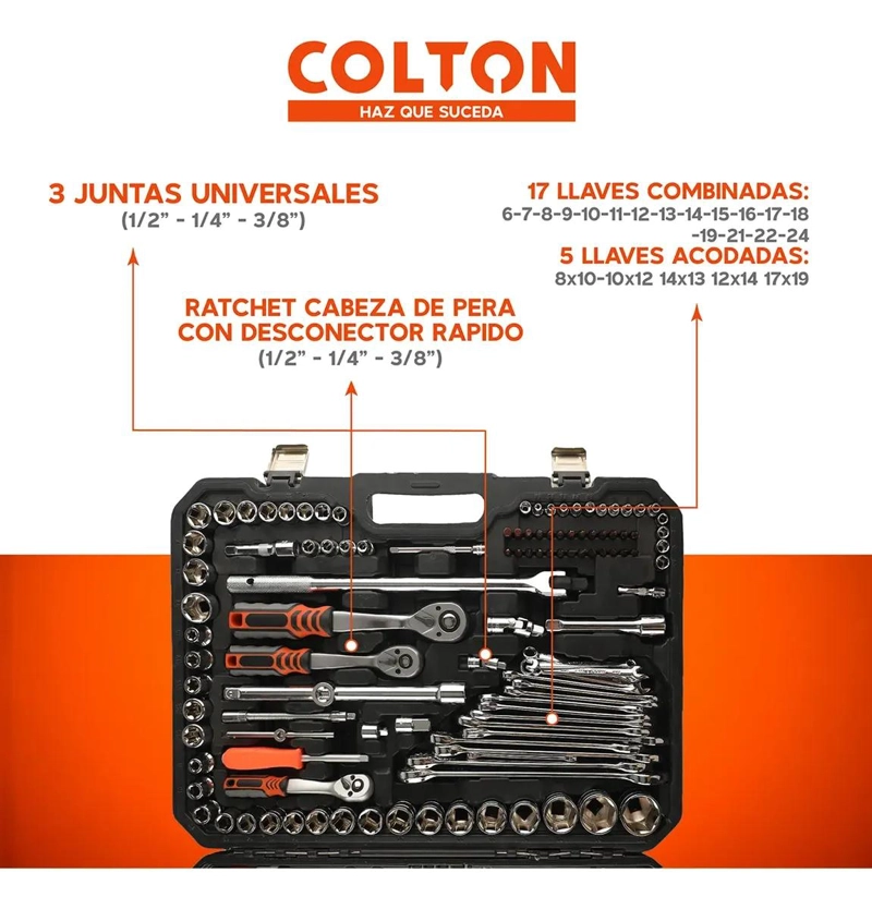 SET DE 142 HERRAMIENTAS MANUALES COMBINADAS CON DADOS - 5