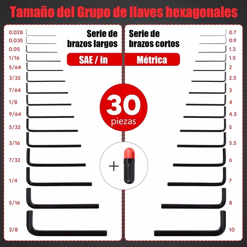 JUEGO DE LLAVES ALLEN HEXAGONALES 30 PIEZAS - 4