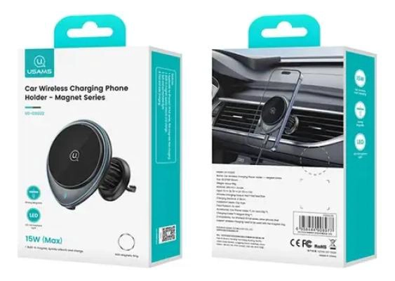 SOPORTE PARA CELULAR DE AUTO CON CARGA INALAMBRICA 15W - 2