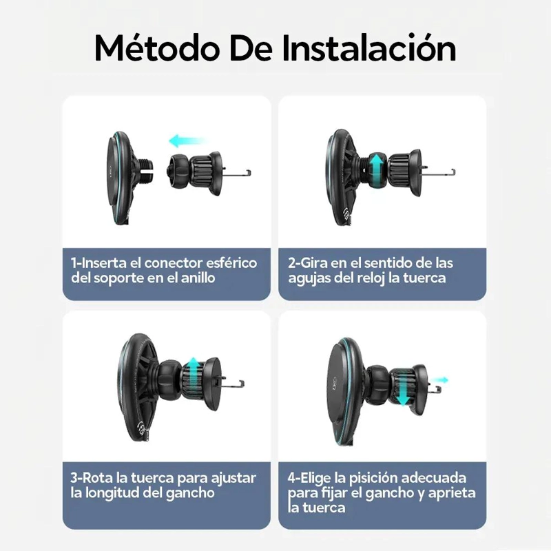 SOPORTE PARA CELULAR DE AUTO CON CARGA INALAMBRICA 15W - 3