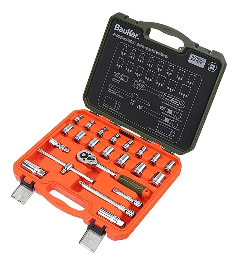 SET DE HERRAMIENTAS CON LLAVES Y DADOS 22 PIEZAS - 1