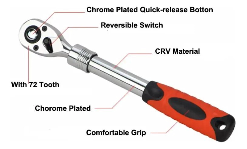 LLAVE CHICHARRA 1/2 EXTENDIBLE TELESCOPICA ROJA - 2