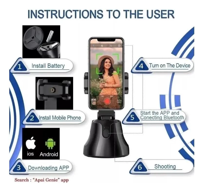 SOPORTE DE CELULAR CON GIRO 360 GRADOS Y SEGUIMIENTO - 5
