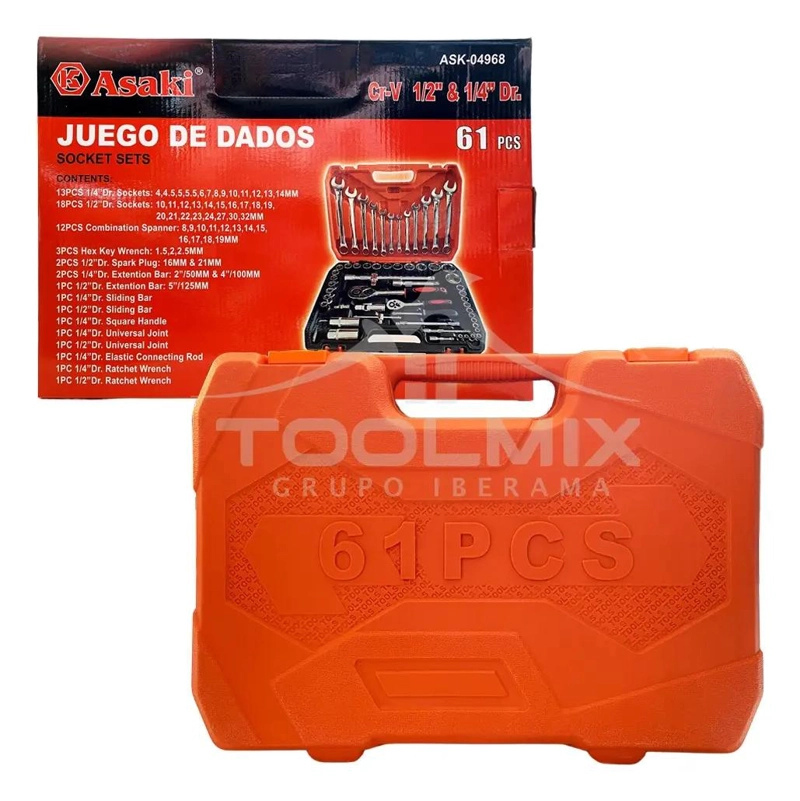 JUEGO DE DADOS CON LLAVES Y CHICHARRA 61 PIEZAS - 4