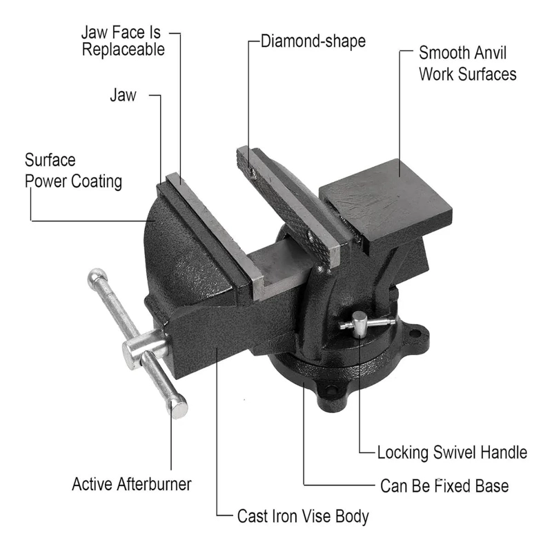 TORNILLO DE BANCO MECANICO 8 PULGADAS CAPACIDAD 1000KG - 3