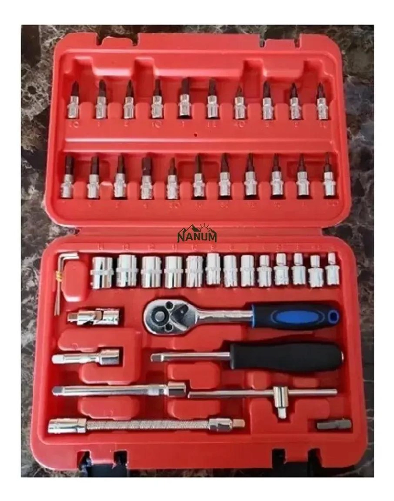 JUEGO DE DADOS 1/4' CON 46 PIEZAS EN MALETIN - 7