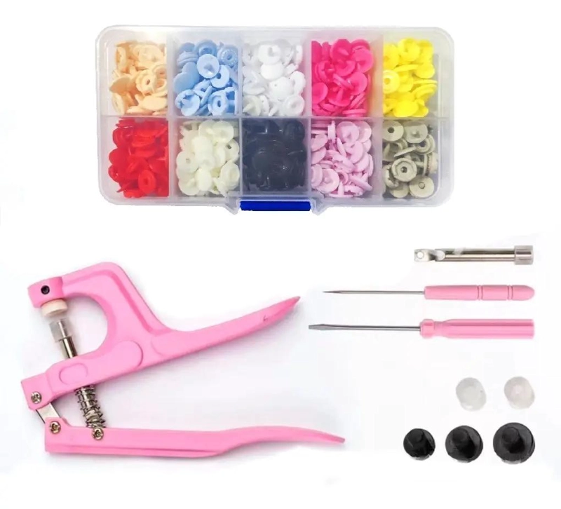 PINZA REMACHADORA PARA BROCHES PLASTICOS CON 100 BROCHES - 1