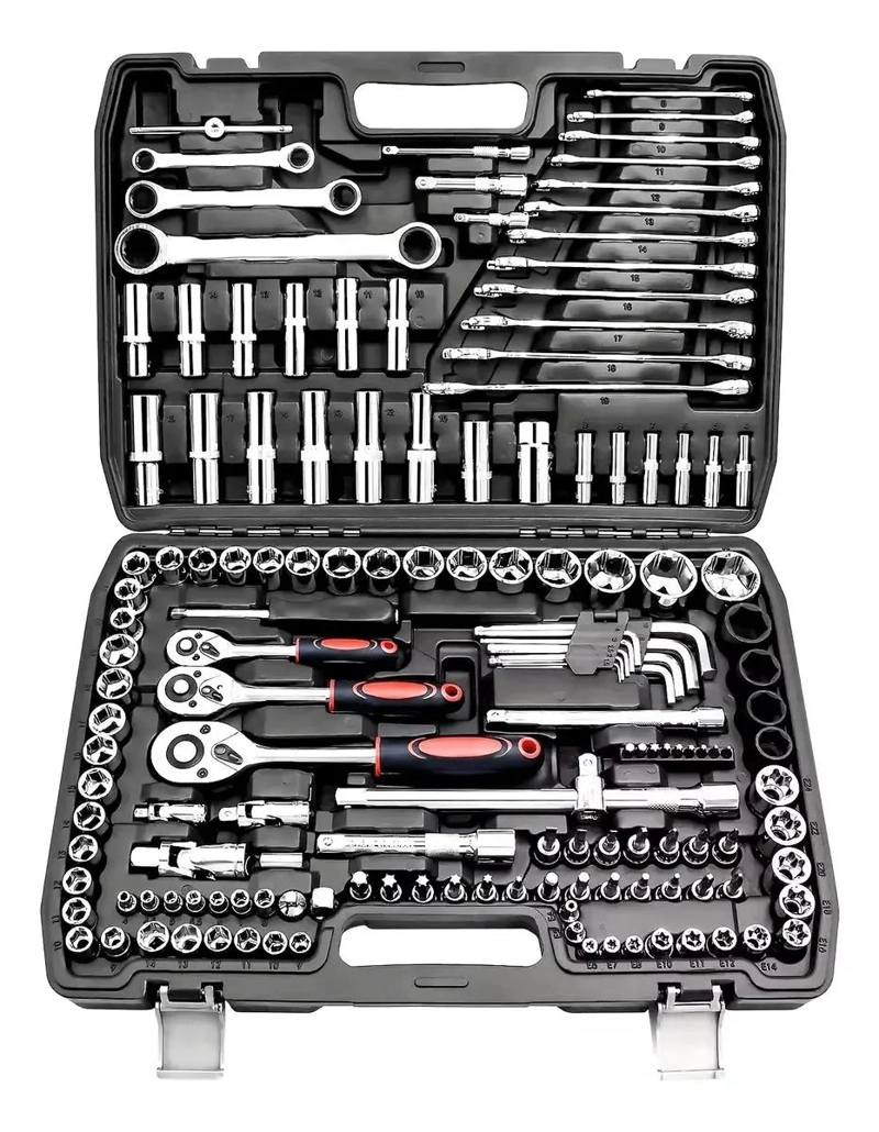 SET DE DADOS Y LLAVES PUNTA CORONA 151 PIEZAS - 1