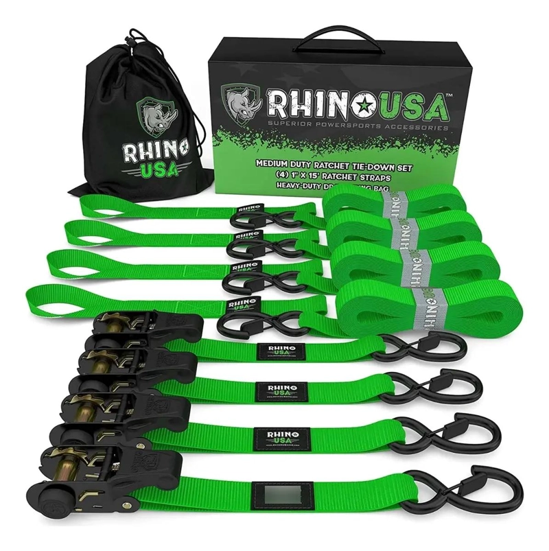 PACK 4 CORREAS DE AMARRE 4.57M X 2.5CM 830KG VERDE - 1