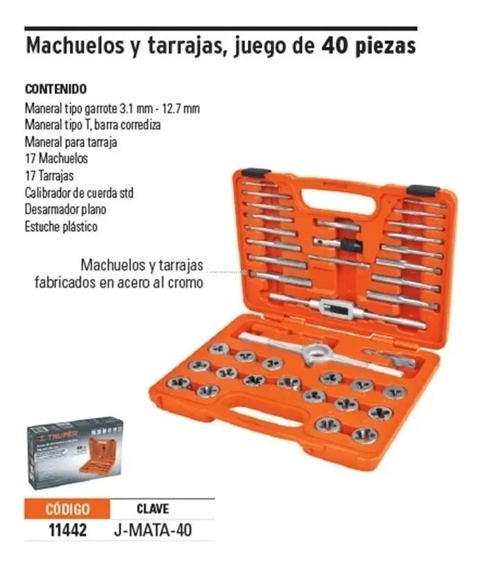 JUEGO DE MACHOS Y TERRAJAS 40 PIEZAS - 4