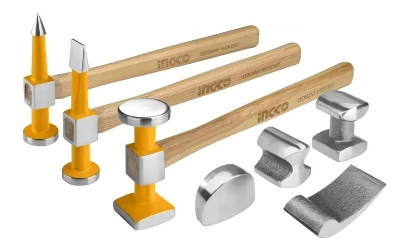 JUEGO DE 7 MARTILLOS DESABOLLADORES CON MANGO DE MADERA - 2