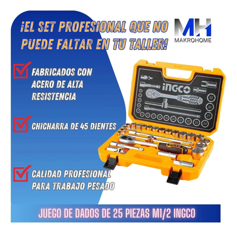 SET DE 25 LLAVES DE TUBO 1/2' CON MALETIN - 2