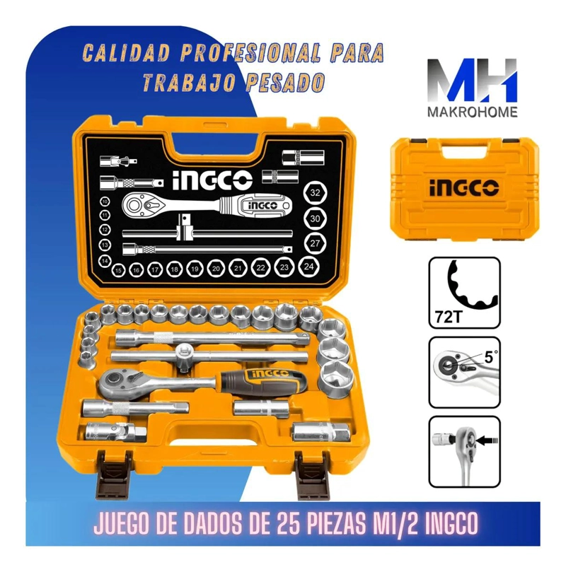 SET DE 25 LLAVES DE TUBO 1/2' CON MALETIN - 3