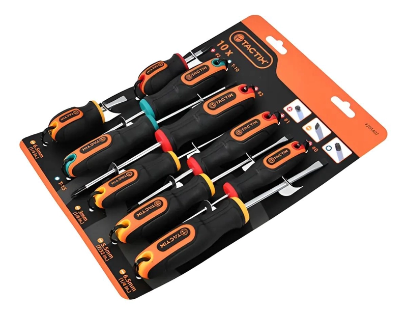 JUEGO DE 10 DESTORNILLADORES CON MANGO BI-MATERIAL - 1