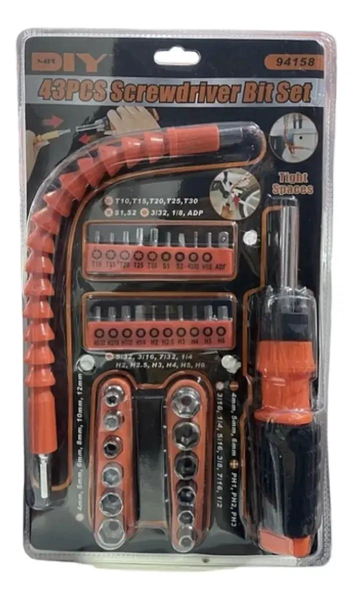 SET DE DESTORNILLADORES FLEXIBLES 43 PIEZAS CON EXTENSION - 1