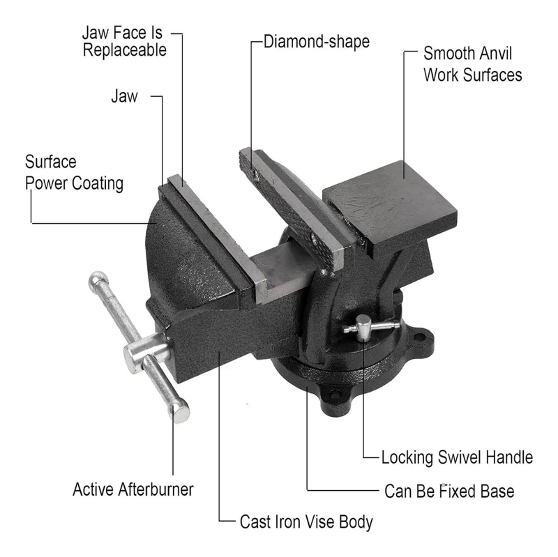 TORNILLO DE BANCO MECANICO 8 PULGADAS CAPACIDAD 1000KG - 2