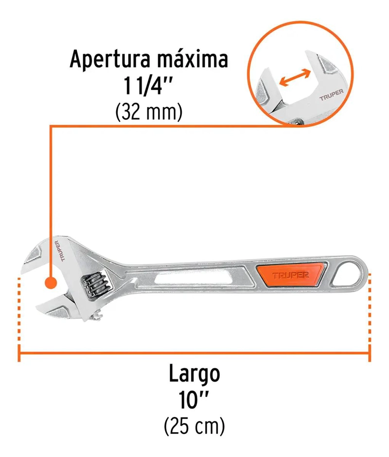 LLAVE EXPANSIVA CROMADA DE 10 PULGADAS - 4