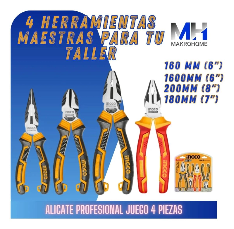 JUEGO DE 4 ALICATES PROFESIONALES DE ACERO FORJADO - 4
