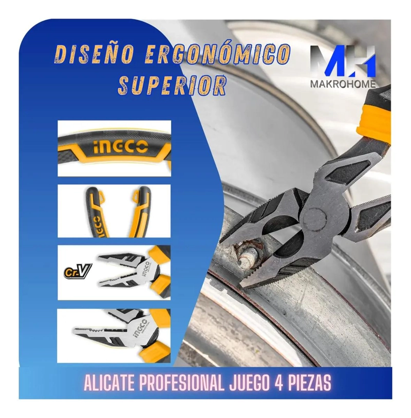 JUEGO DE 4 ALICATES PROFESIONALES DE ACERO FORJADO - 5