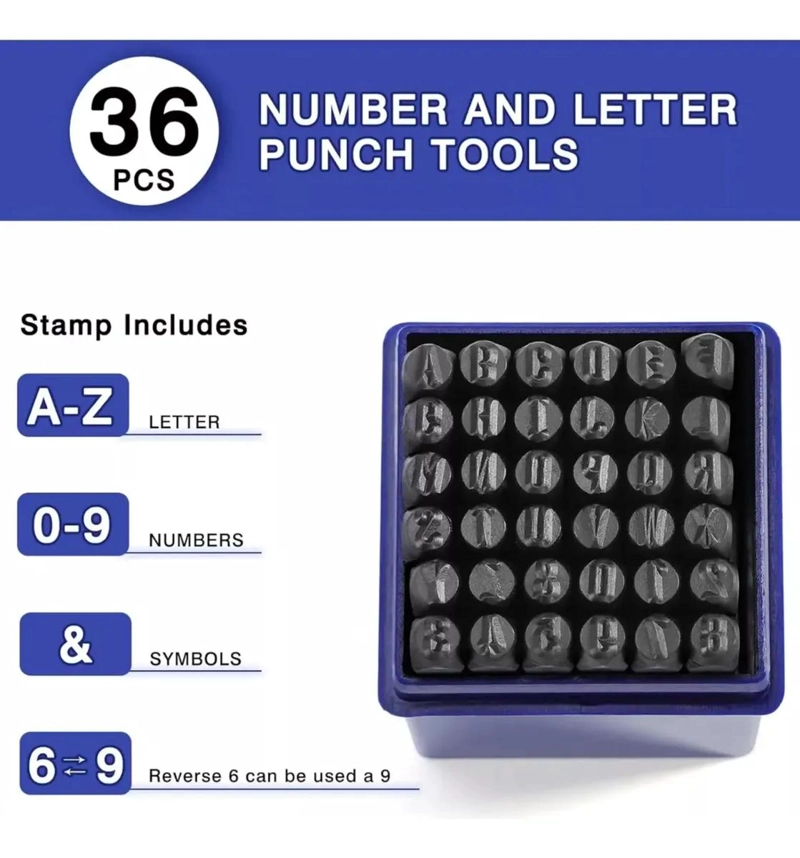SET DE SELLOS DE LETRAS Y NUMEROS 36 PIEZAS 4MM - 4