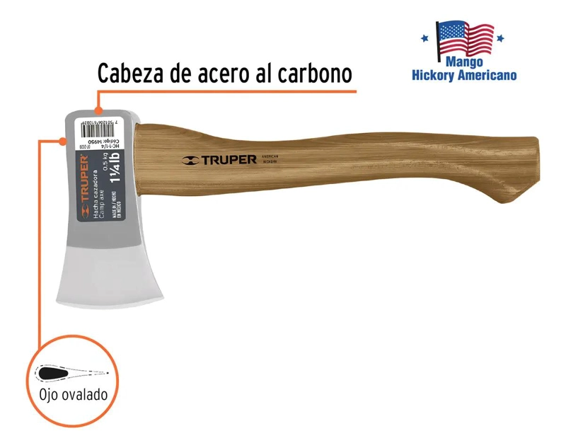 HACHA DE MANO 500 G ACERO RESISTENTE - 3