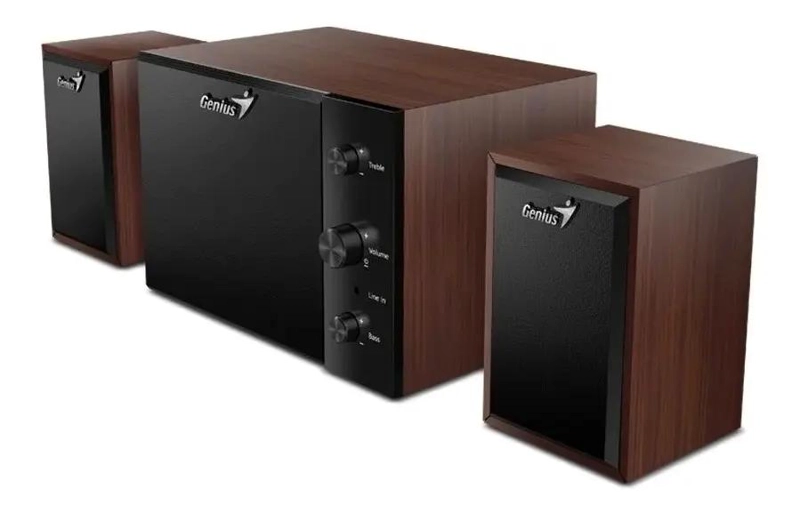 PARLANTES 2.1 DE MADERA 350W POTENCIA - 2