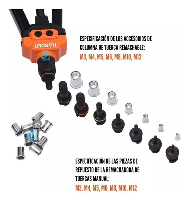 REMACHADORA PARA TUERCAS M3 A M12 16 PULGADAS CON 7 BOQÜ - 5
