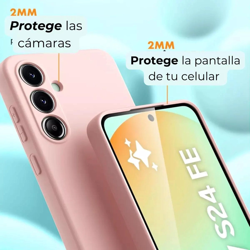 FUNDA PREMIUM PARA SAMSUNG S24 FE ROSA CON VIDRIO TEMPL - 3