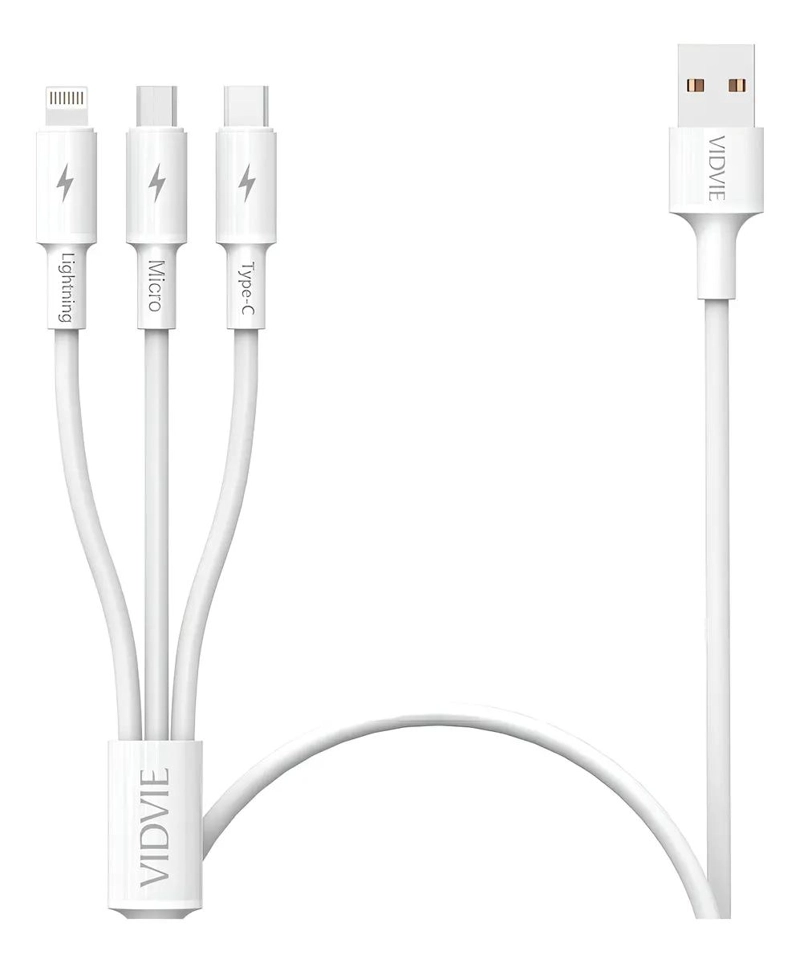 GENÉRICO CABLE MULTICARGA 3 EN 1 USB CARGA RAPIDA BLANCO