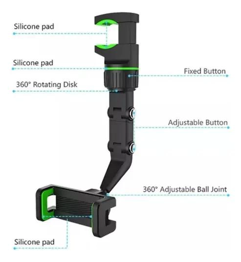 SOPORTE PARA CELULAR DE COCHE AJUSTABLE 360° PARA 4-7' - 4