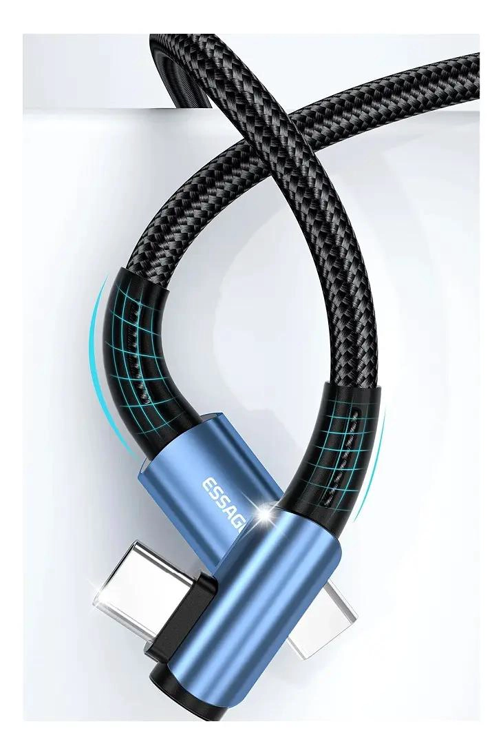 CABLE USB TIPO C A TIPO C 100W 5A CON CONECTOR 90° - 2