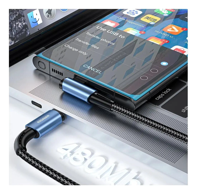 CABLE USB TIPO C A TIPO C 100W 5A CON CONECTOR 90° - 4