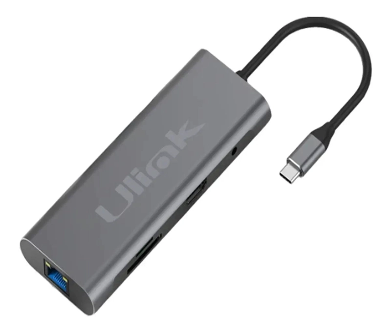GENÉRICO ADAPTADOR USB-C CON HDMI, USB 3.0, RJ45 Y LECTOR SD