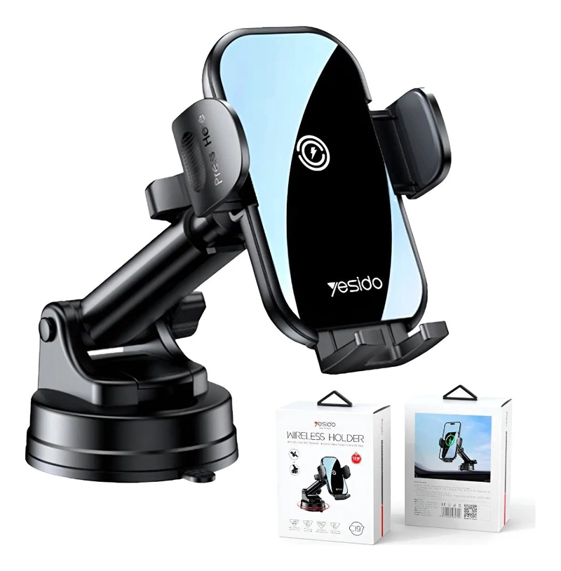 SOPORTE PARA AUTO CON VENTOSA Y CARGA INALAMBRICA 15W - 1