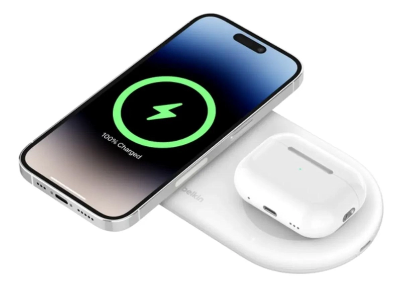 GENÉRICO BASE DE CARGA INALAMBRICA 2 EN 1 PLANA CON USB-C