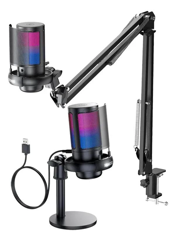 GENÉRICO MICROFONO GAMER PROFESIONAL USB CONDENSADOR RGB CON ATRIL