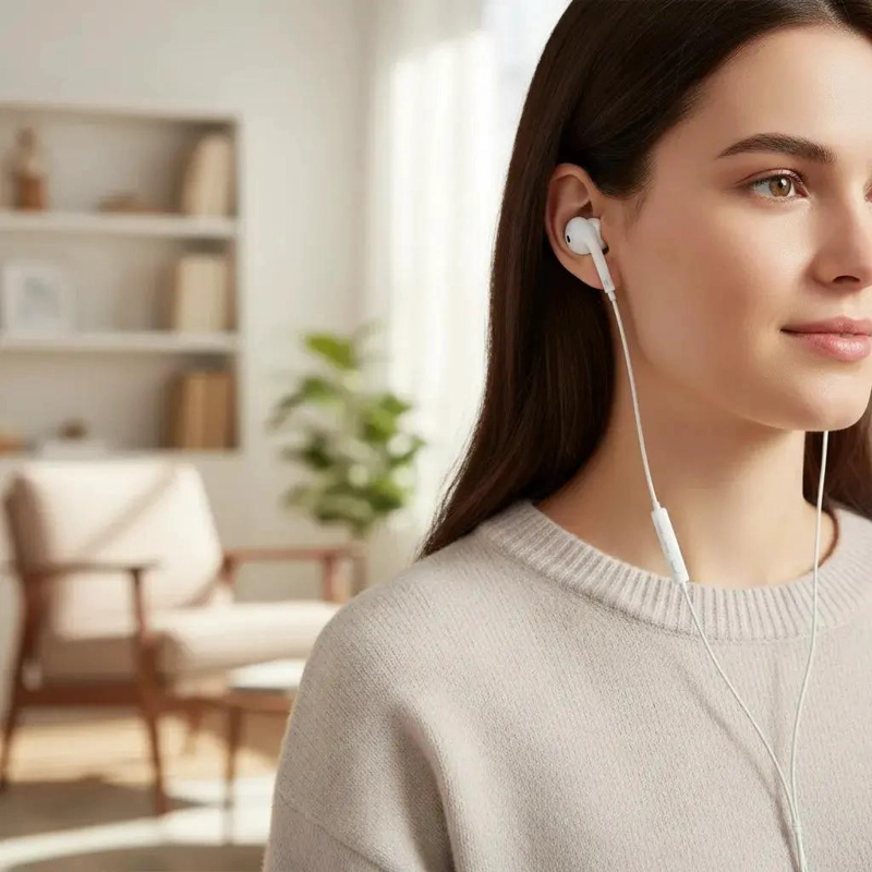 AUDIFONOS MANOS LIBRES USB TIPO C BLANCO IN EAR - 2