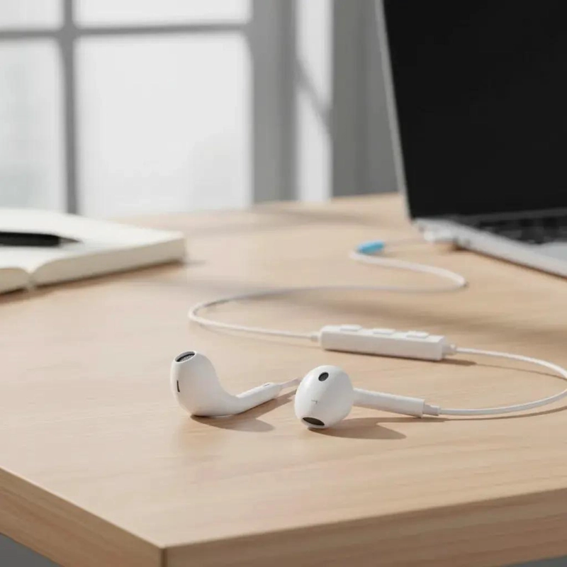 AUDIFONOS MANOS LIBRES USB TIPO C BLANCO IN EAR - 5
