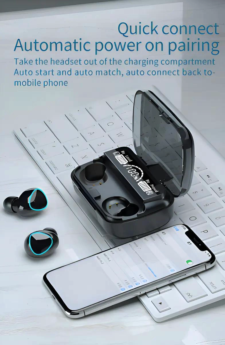 AUDIFONOS INALAMBRICOS BLUETOOTH 5.1 CON POWERBANK 2000MA - 3