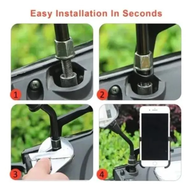 PORTA TELE FONO METALICO PARA MOTO CON FIJACION EN RETROV - 1