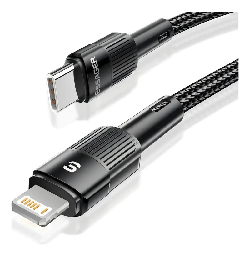 GENÉRICO CABLE USB-C A LIGHTNING 2M NEGRO CON CONECTOR DE ACERO
