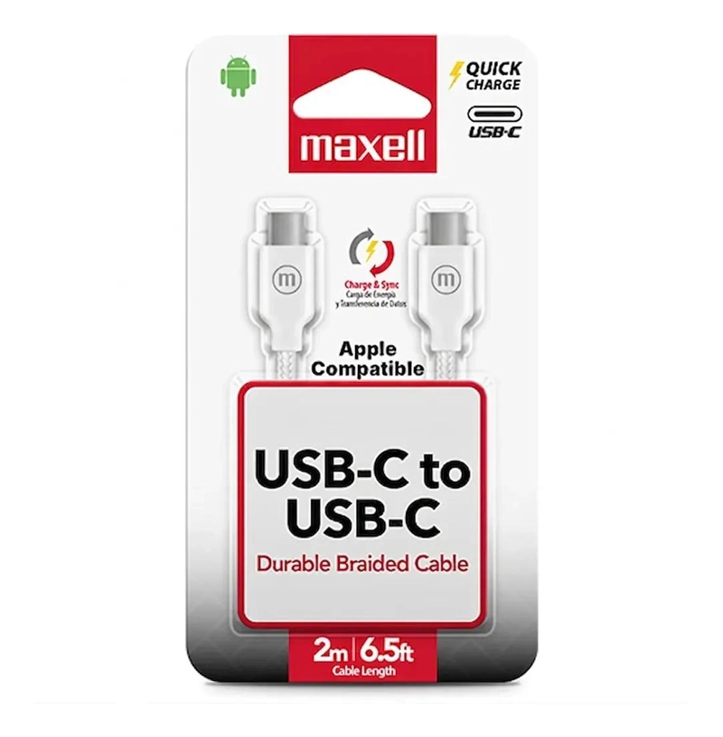 CABLE USB C A USB C TRENZADO 2 METROS CARGA RAPIDA - 2