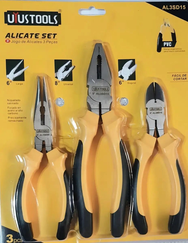 SET DE ALICATES 3 PIEZAS PARA USO GENERAL - 1